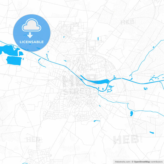 Warendorf, Germany PDF vector map with water in focus