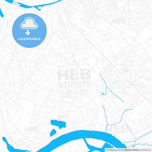 Voerde (Niederrhein), Germany PDF vector map with water in focus