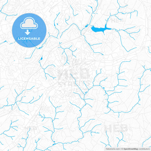Wermelskirchen, Germany PDF vector map with water in focus