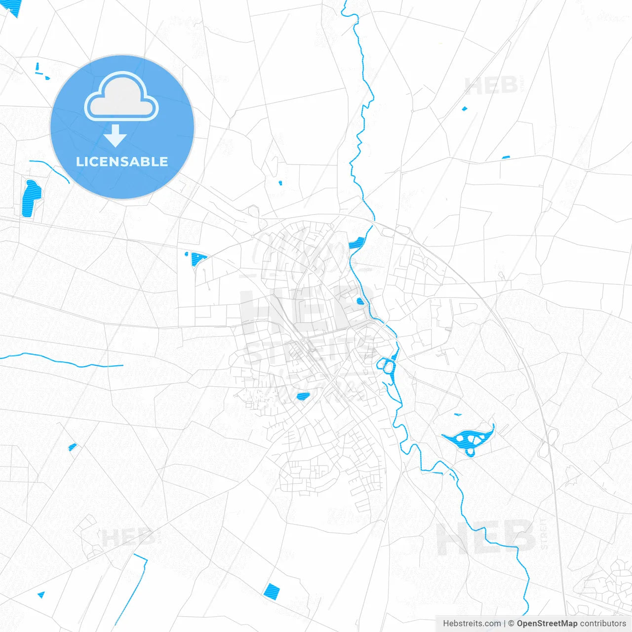 Steinfurt, Germany PDF vector map with water in focus