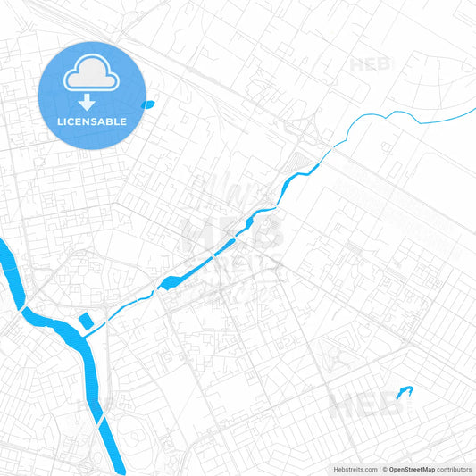 Astana, Kazakhstan PDF vector map with water in focus