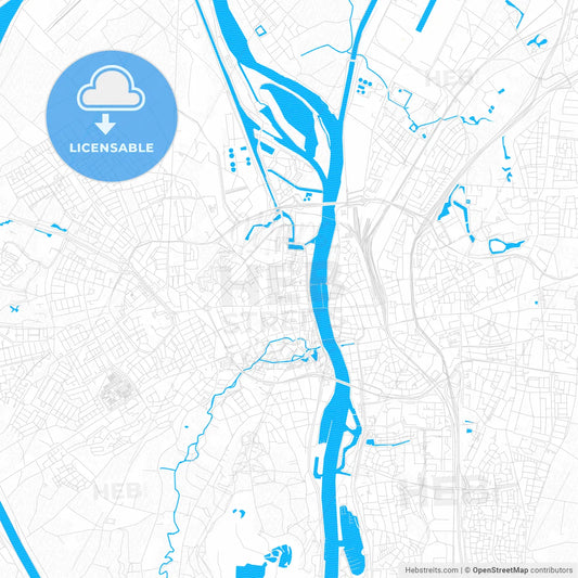 Maastricht, Netherlands PDF vector map with water in focus