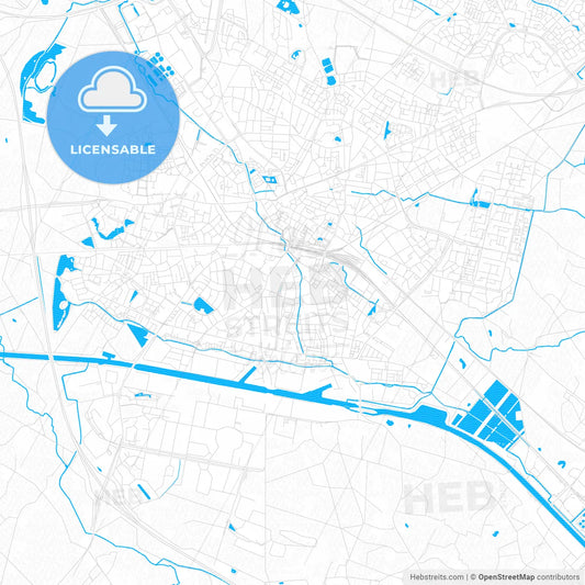 Hengelo, Netherlands PDF vector map with water in focus