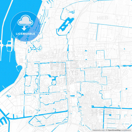 Lelystad, Netherlands PDF vector map with water in focus