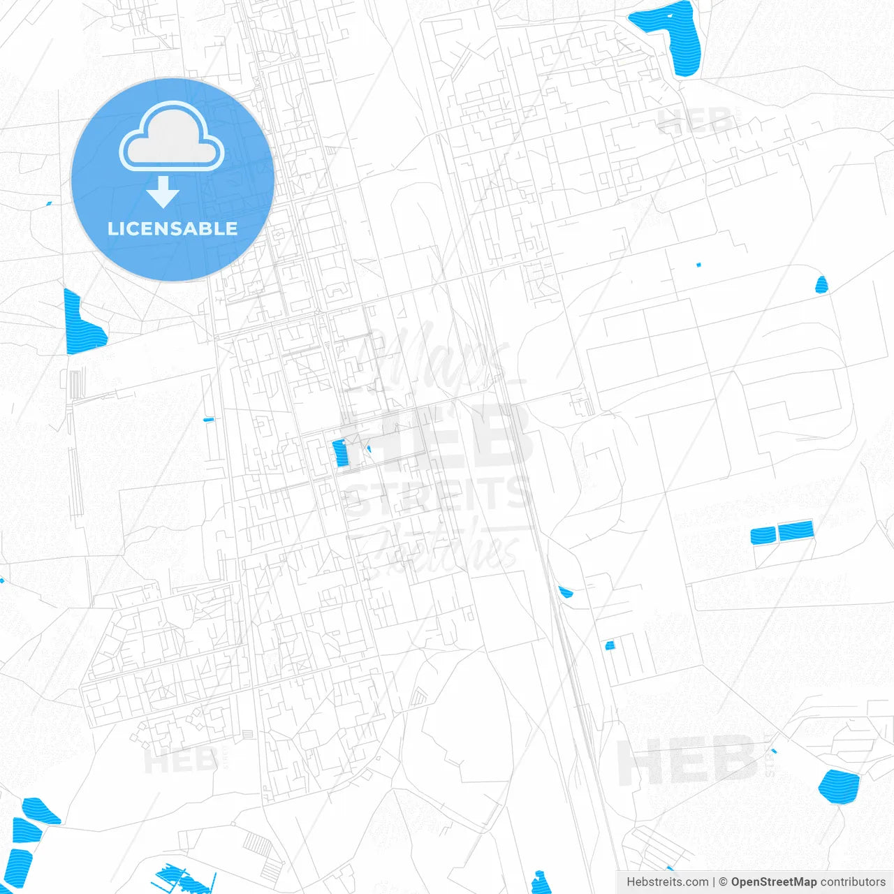 Elektrostal, Russia PDF vector map with water in focus