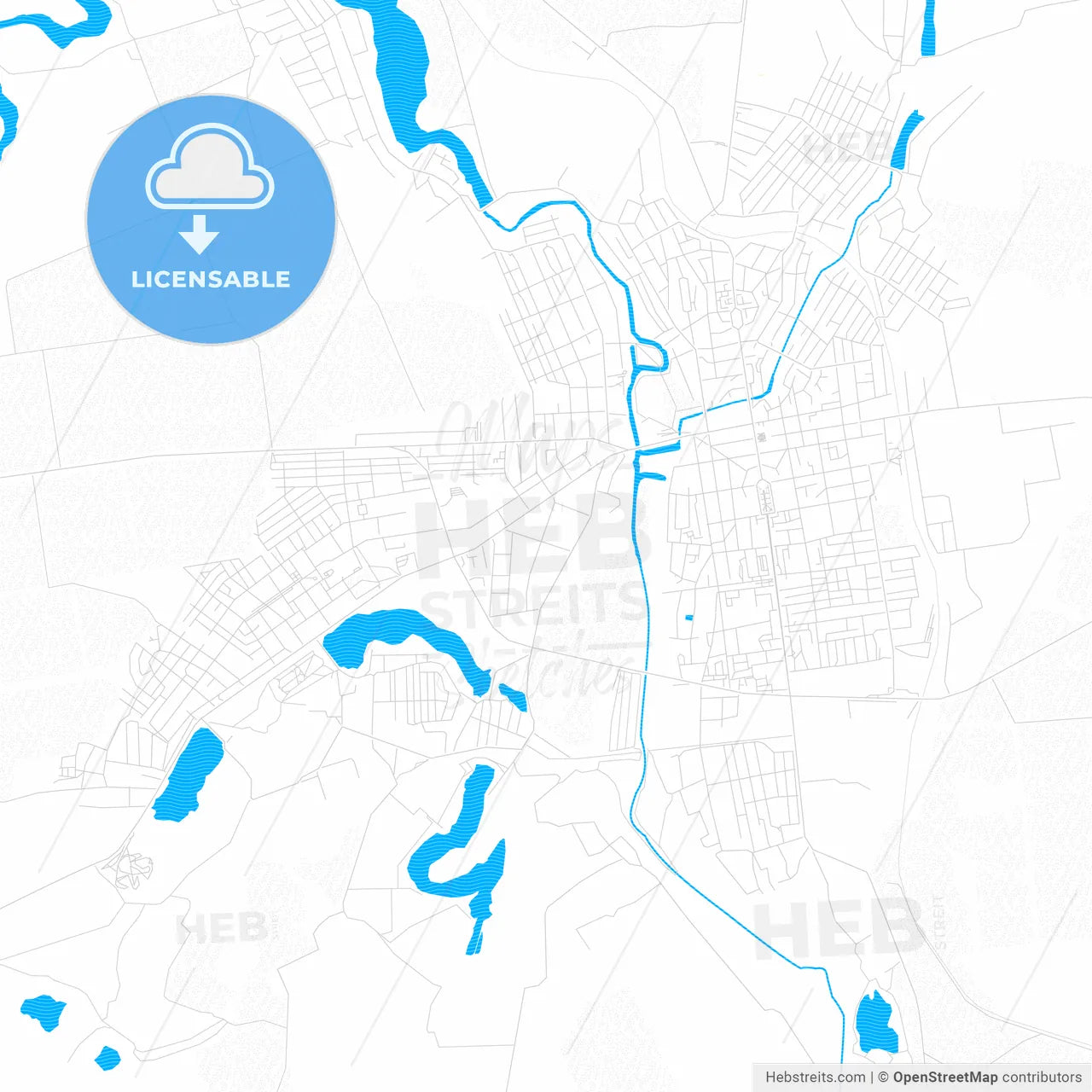 Oleksandriia, Ukraine PDF vector map with water in focus