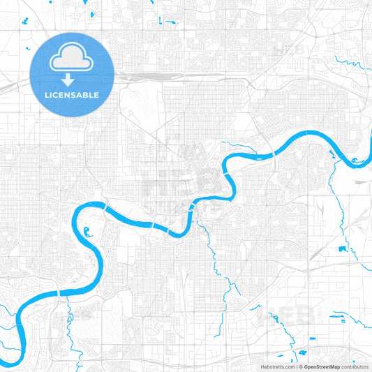 Edmonton, Canada PDF vector map with water in focus