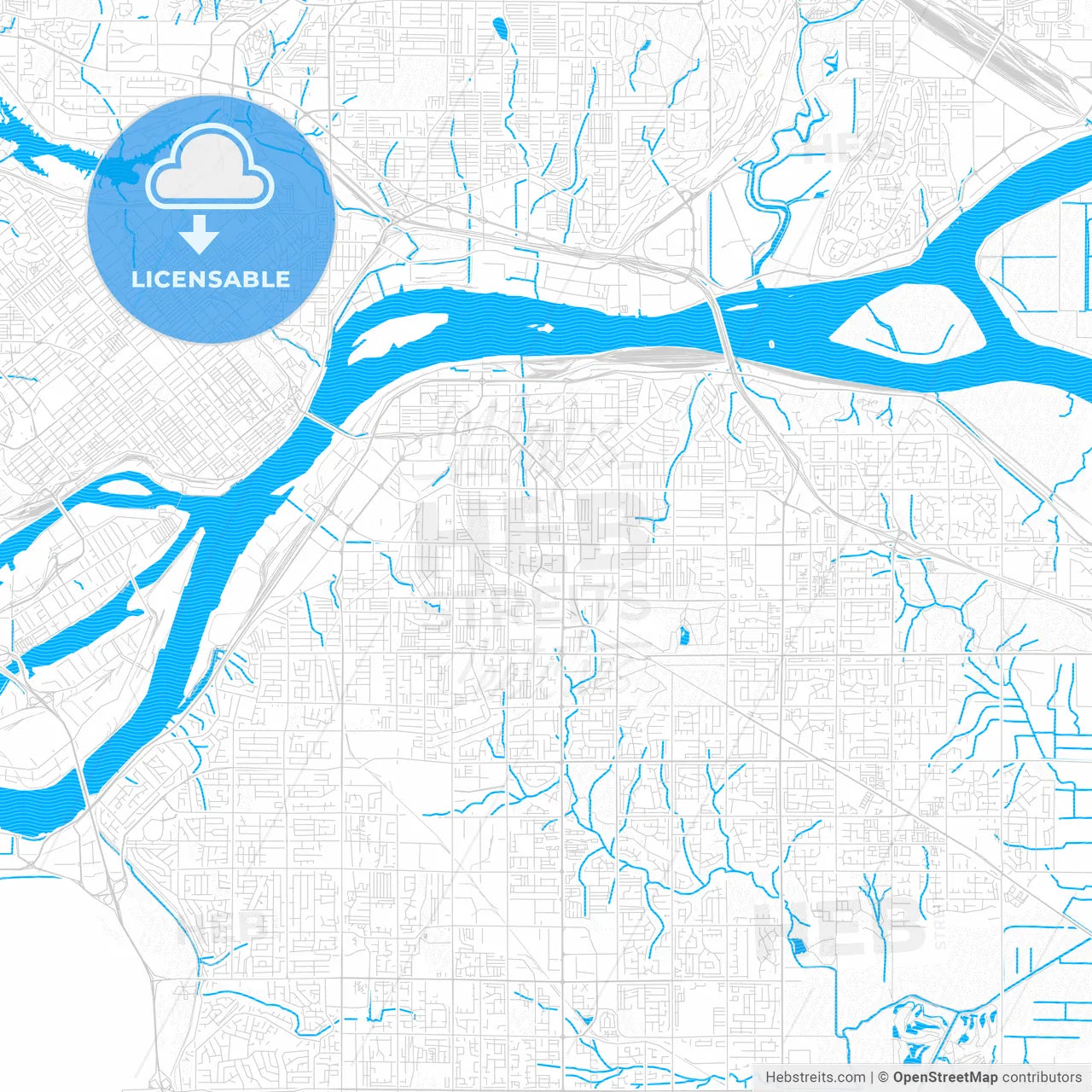 Surrey, Canada PDF vector map with water in focus