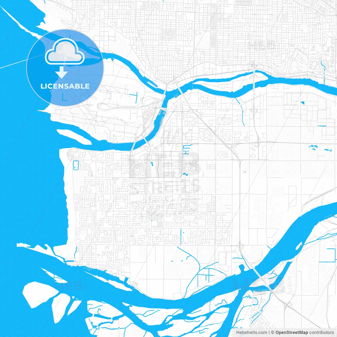 Richmond, Canada PDF vector map with water in focus
