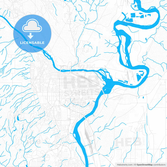 Prince George, Canada PDF vector map with water in focus