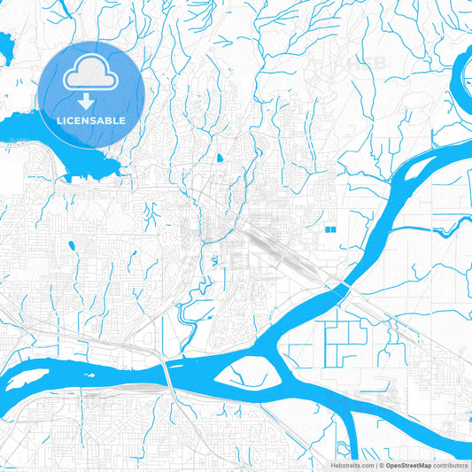 Port Coquitlam, Canada PDF vector map with water in focus
