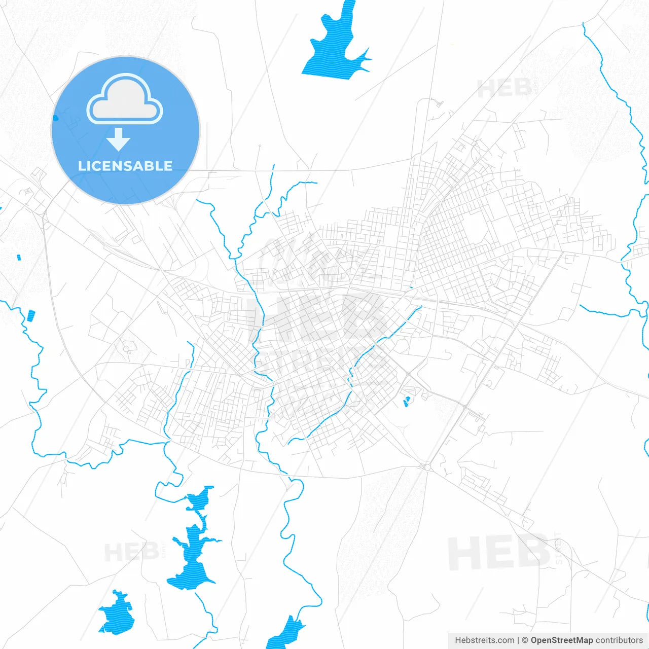 Las Tunas, Cuba PDF vector map with water in focus
