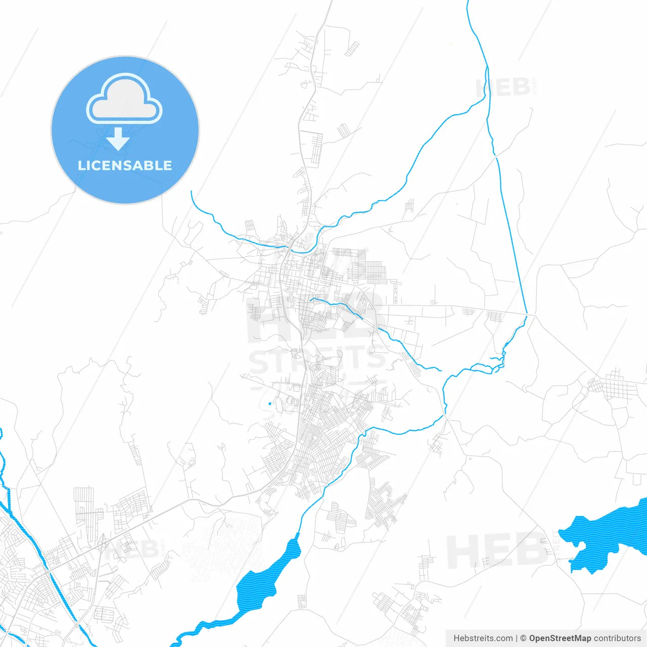 Choloma, Honduras PDF vector map with water in focus