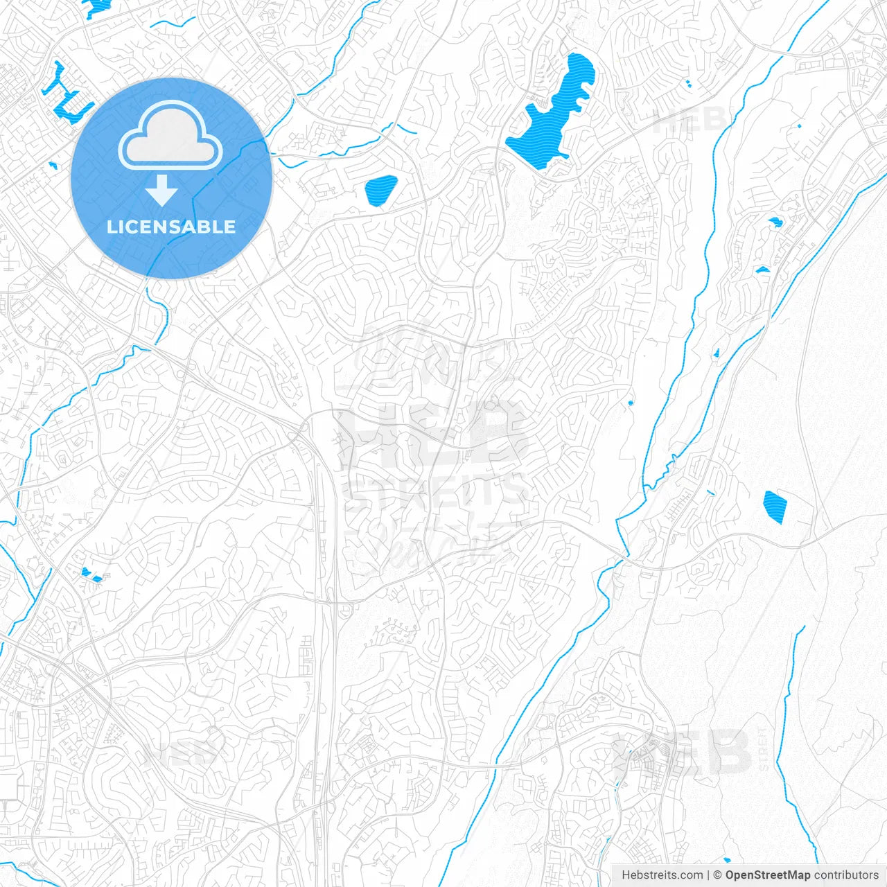 Mission Viejo, California, United States, PDF vector map with water in focus