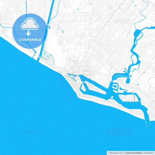 Newport Beach, California, United States, PDF vector map with water in focus
