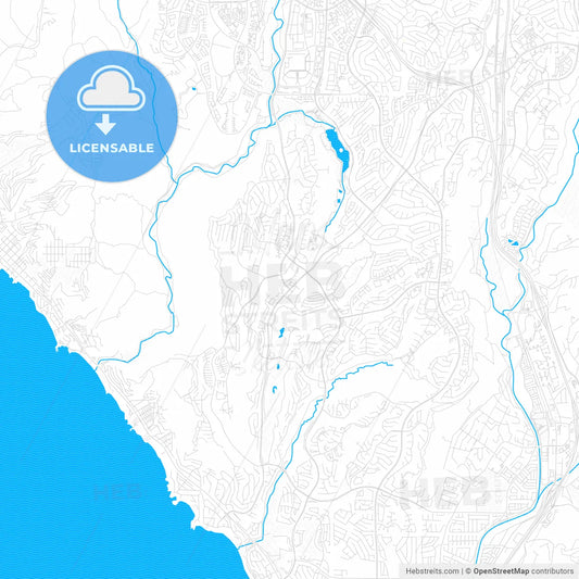 Laguna Niguel, California, United States, PDF vector map with water in focus