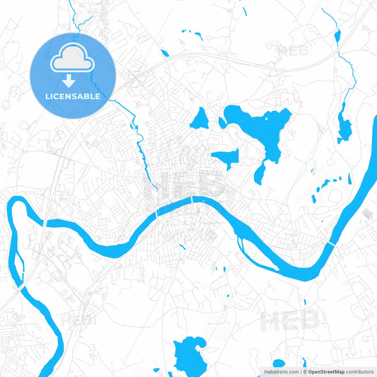 Haverhill, Massachusetts, United States, PDF vector map with water in focus