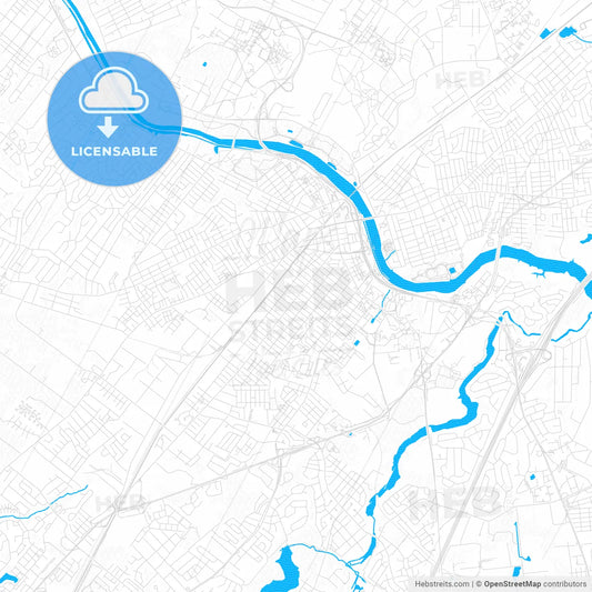 New Brunswick, New Jersey, United States, PDF vector map with water in focus