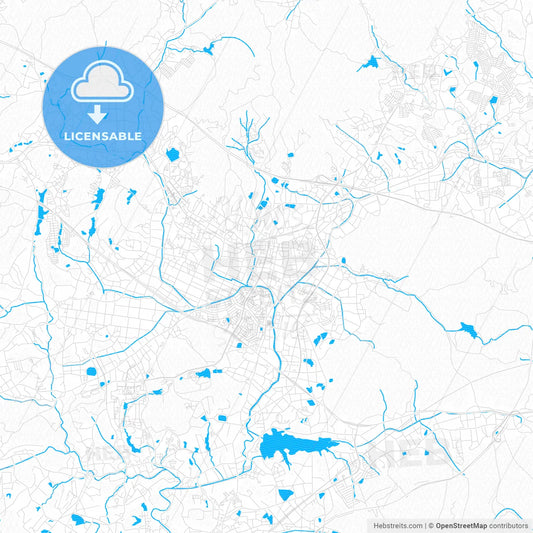 Higashihiroshima, Japan PDF vector map with water in focus