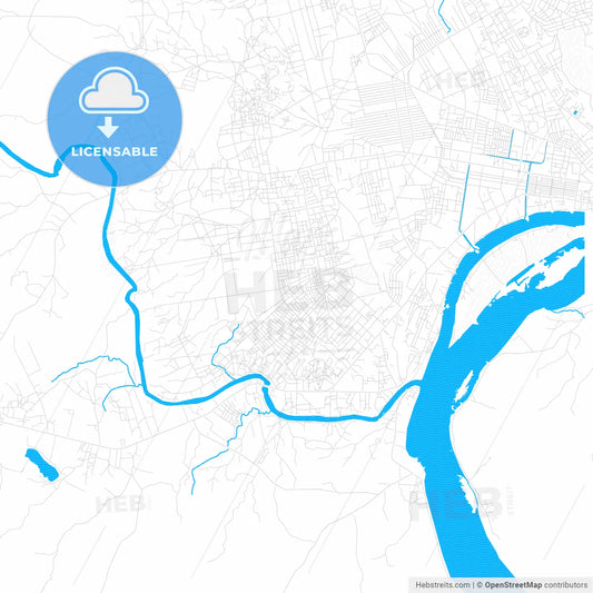 Bimbo, Central African Republic PDF vector map with water in focus