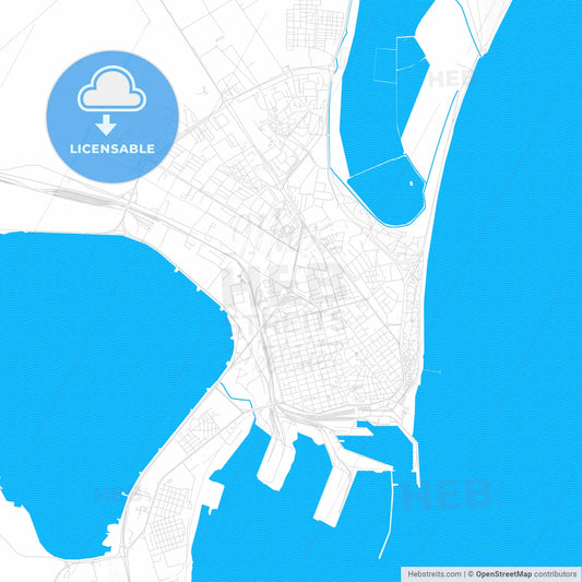 Burgas, Bulgaria PDF vector map with water in focus