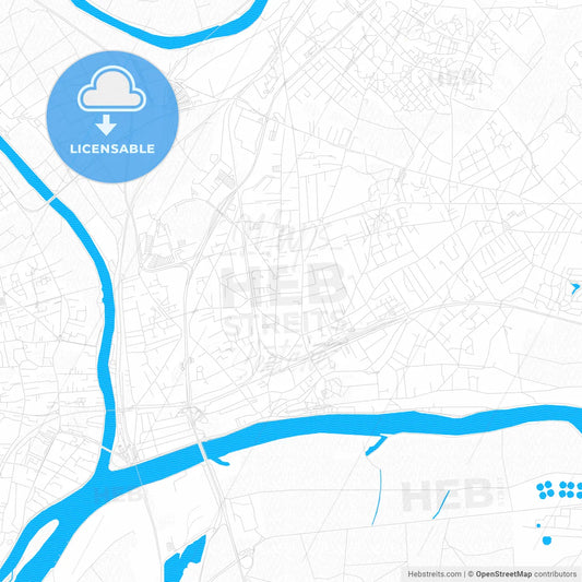 Conflans-Sainte-Honorine, France PDF vector map with water in focus