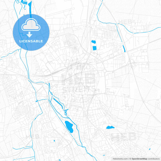 Hildesheim, Germany PDF vector map with water in focus
