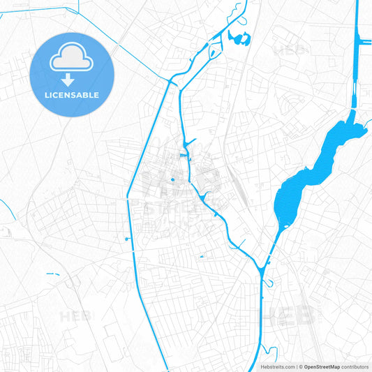 Oranienburg, Germany PDF vector map with water in focus