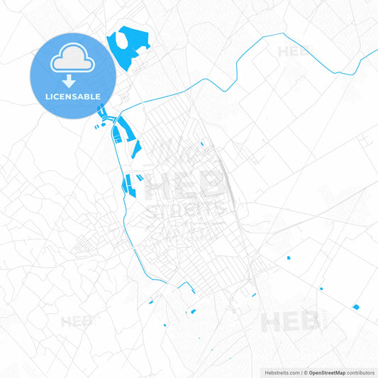 Kiskunhalas, Hungary PDF vector map with water in focus