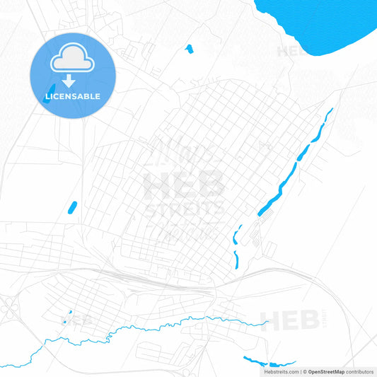 Schuchinsk, Kazakhstan PDF vector map with water in focus