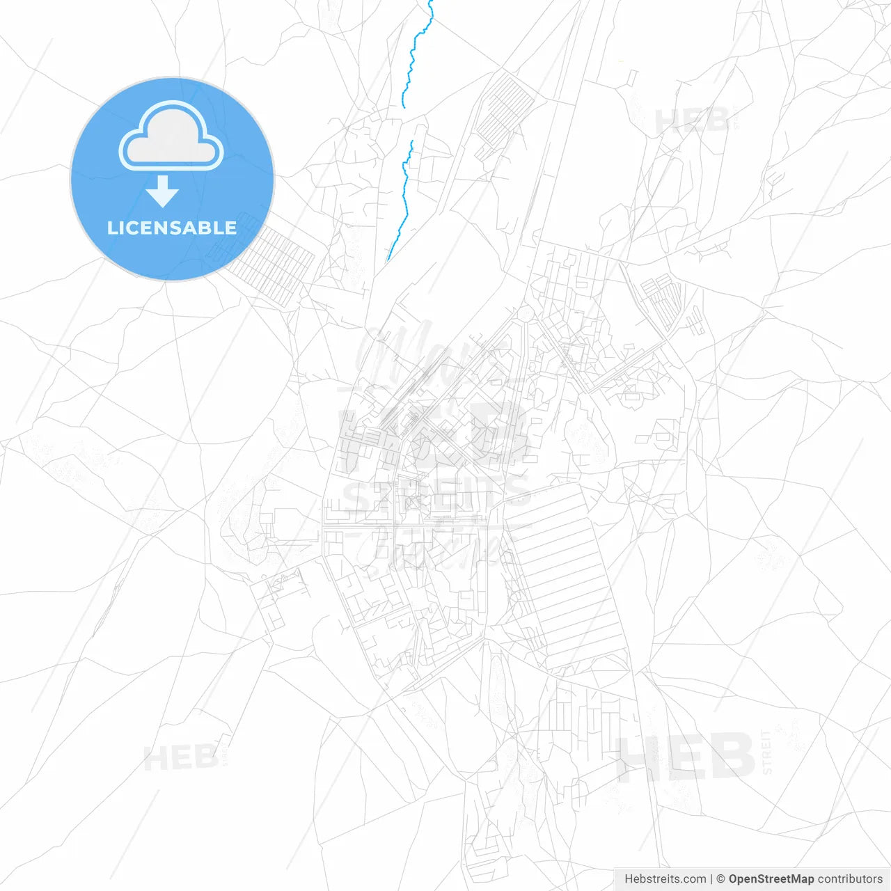 Stepnogorsk, Kazakhstan PDF vector map with water in focus