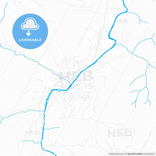 Bijelo Polje, Montenegro PDF vector map with water in focus
