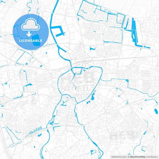 Breda, Netherlands PDF vector map with water in focus
