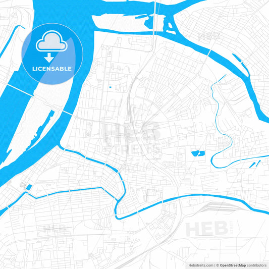 Astrakhan, Russia PDF vector map with water in focus