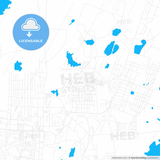 Kopeysk, Russia PDF vector map with water in focus