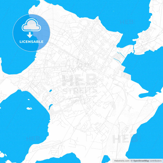 Ozyorsk, Russia PDF vector map with water in focus