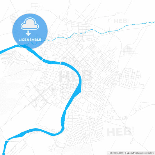 Minusinsk, Russia PDF vector map with water in focus