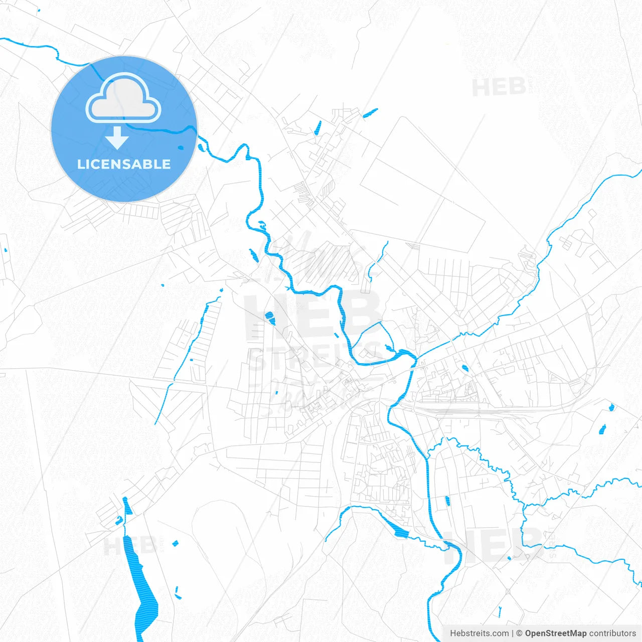Naro-Fominsk, Russia PDF vector map with water in focus