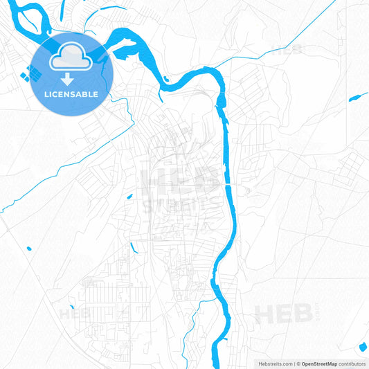 Iskitim, Russia PDF vector map with water in focus