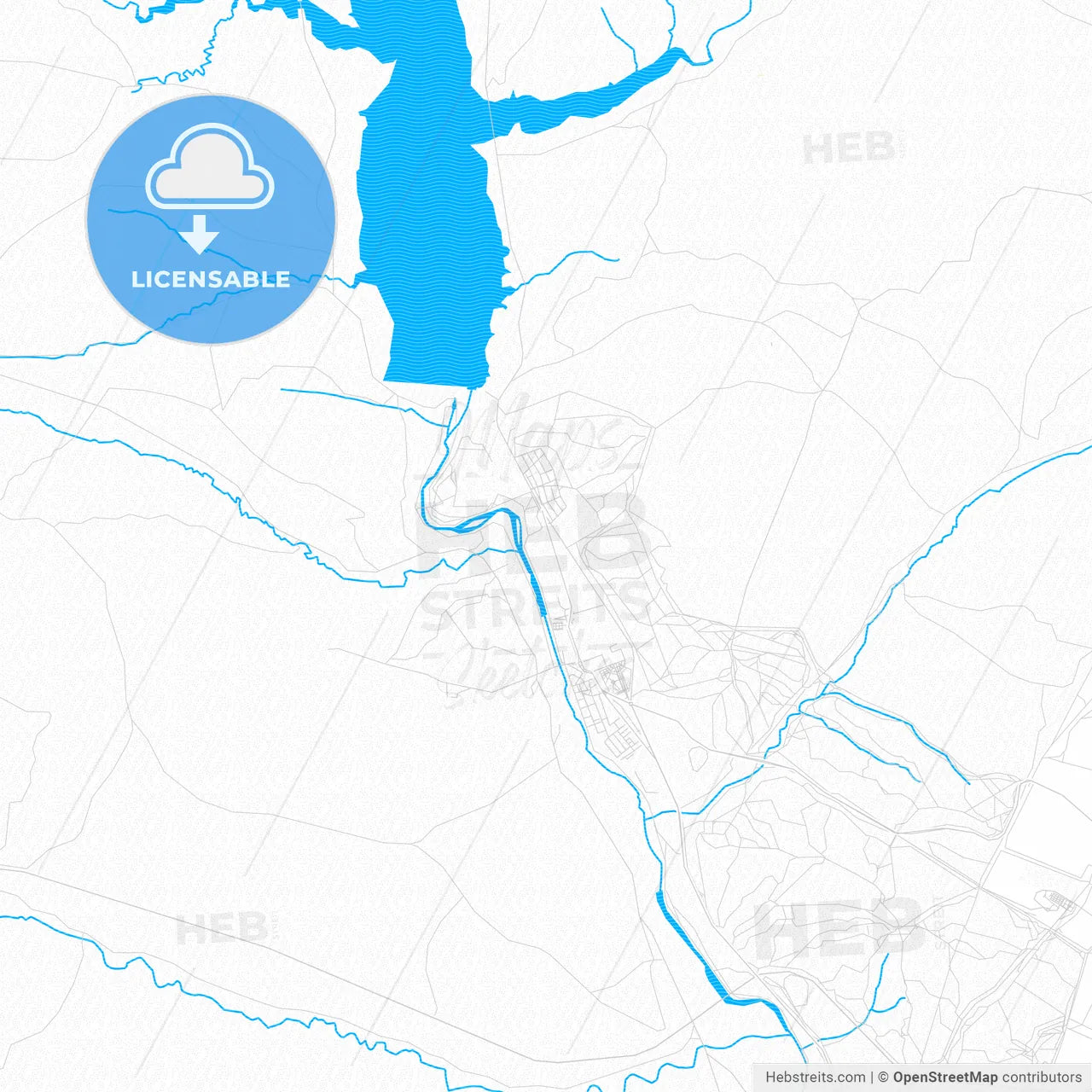 Fuencarral-El Pardo, Spain PDF vector map with water in focus