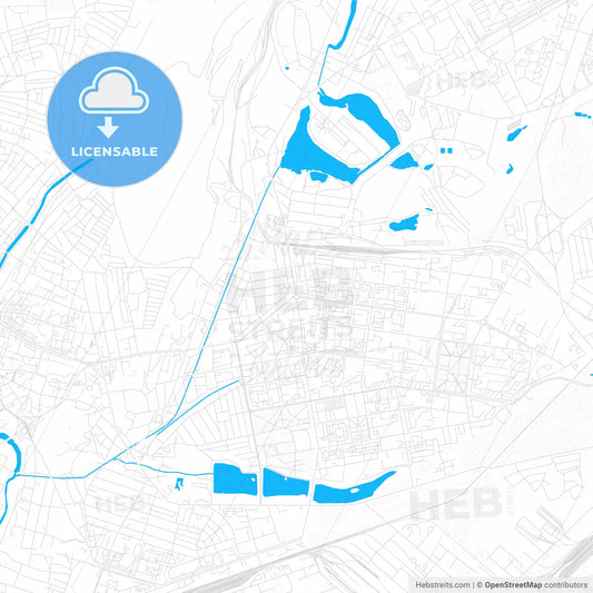 Kryvyi Rih, Ukraine PDF vector map with water in focus