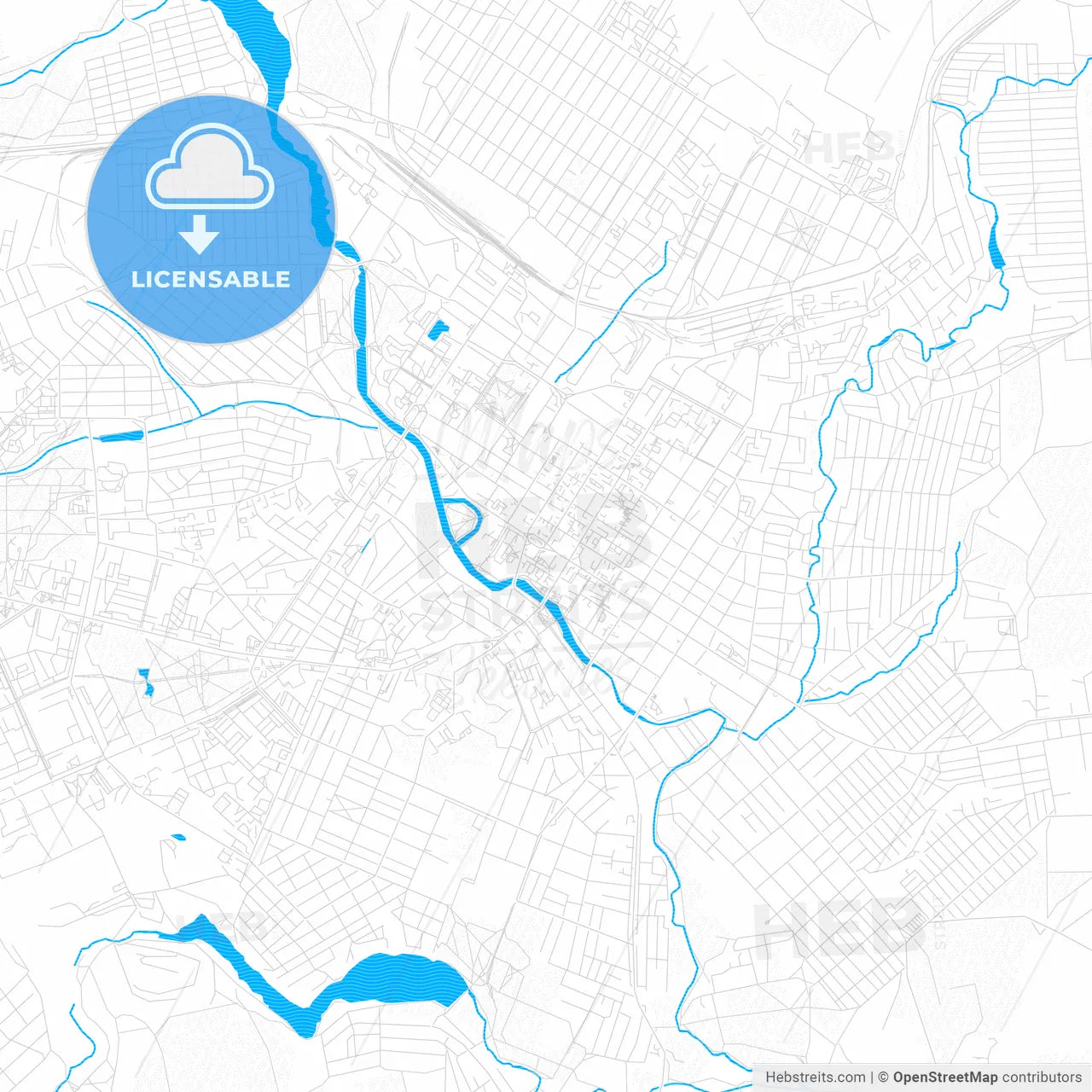 Kropyvnytskyi, Ukraine PDF vector map with water in focus