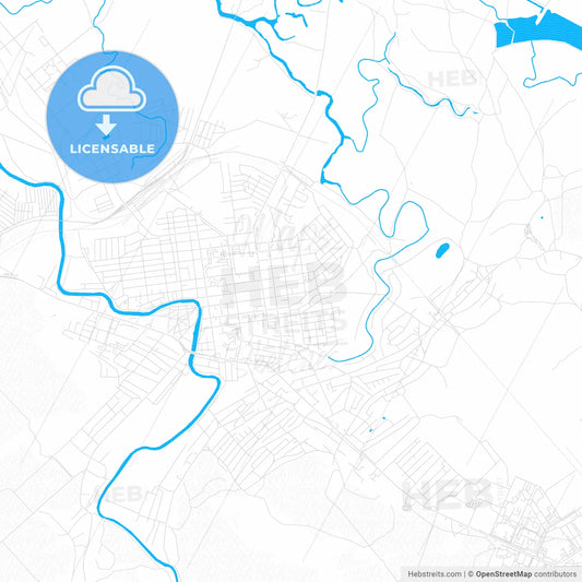 Pavlohrad, Ukraine PDF vector map with water in focus