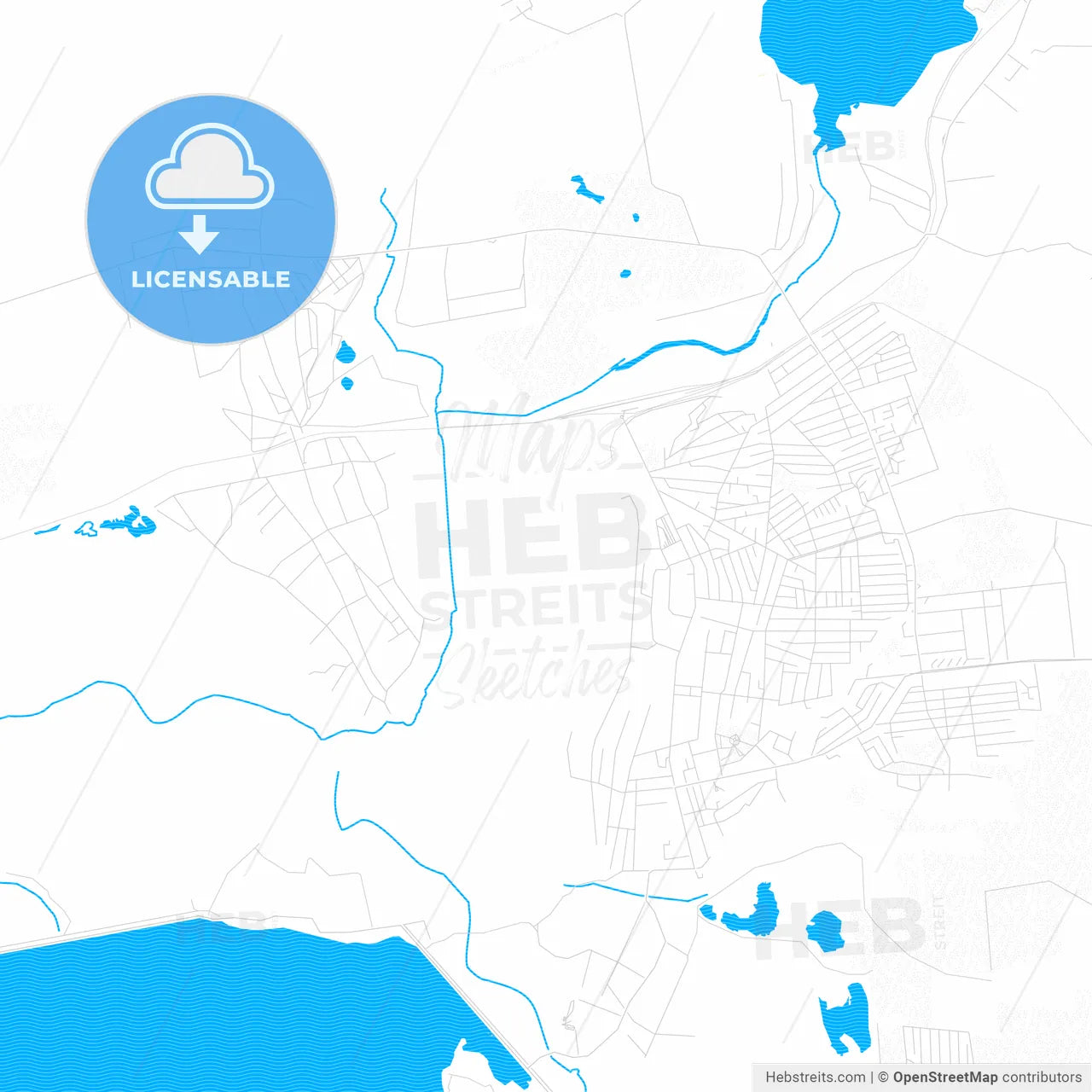Marhanets, Ukraine PDF vector map with water in focus