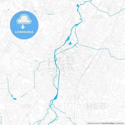 Leicester, England PDF vector map with water in focus