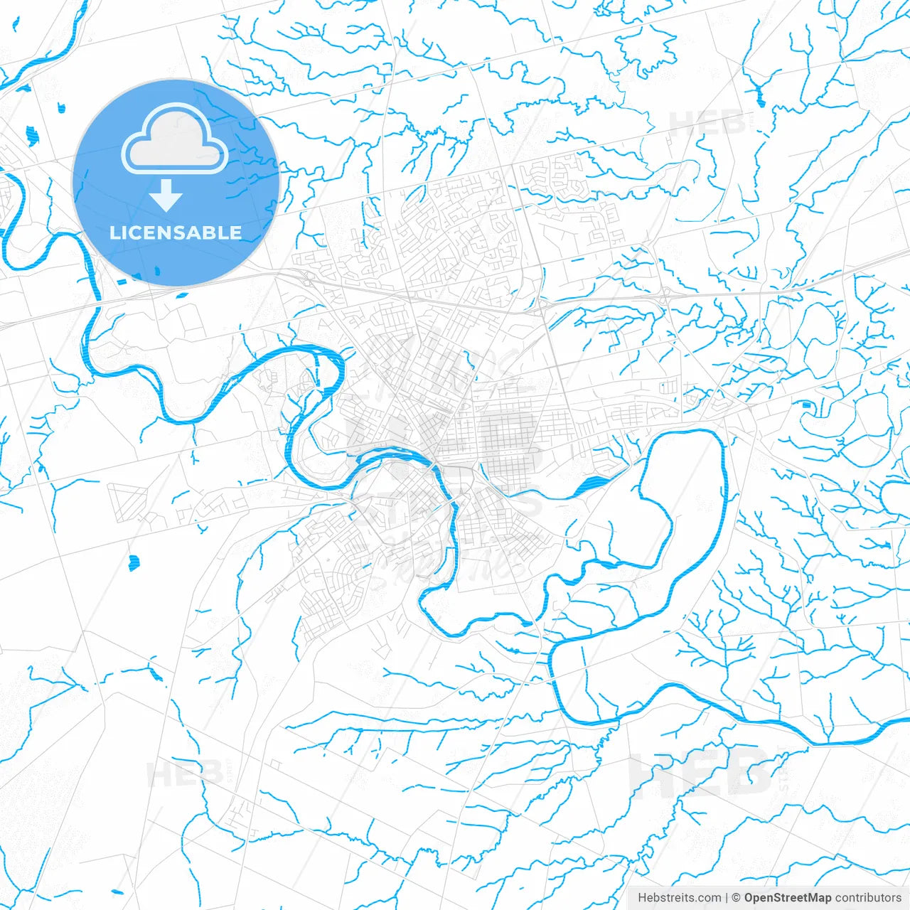Brantford, Canada PDF vector map with water in focus