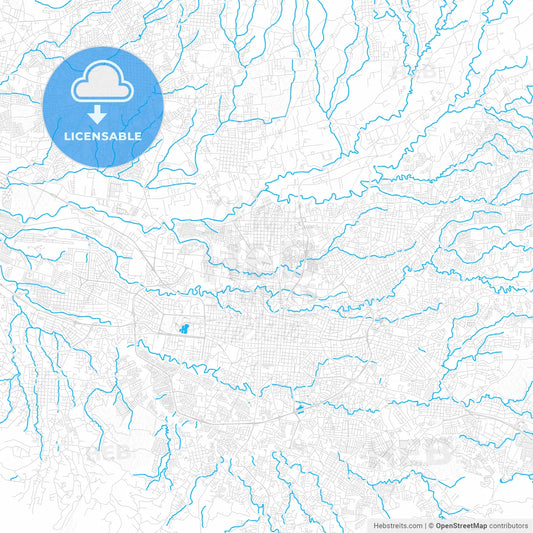 Cinco Esquinas, Costa Rica PDF vector map with water in focus