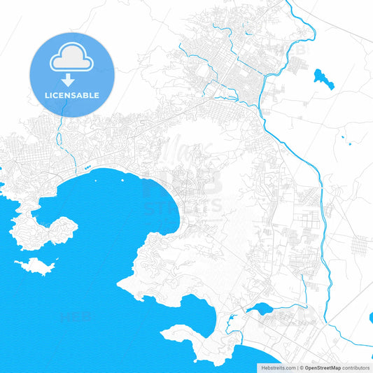 Acapulco, Mexico PDF vector map with water in focus