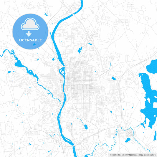Manchester, New Hampshire, United States, PDF vector map with water in focus