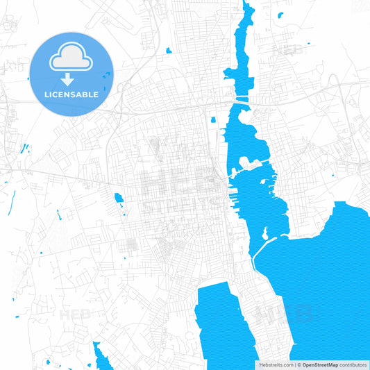 New Bedford, Massachusetts, United States, PDF vector map with water in focus